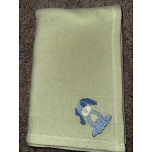 Vtg Pottery Barn Baby Blanket‎ Puppy Green 40" X 30"